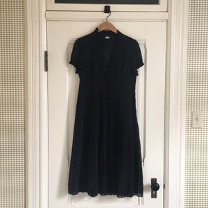 J CREW silk pleated dress, beautiful button detail